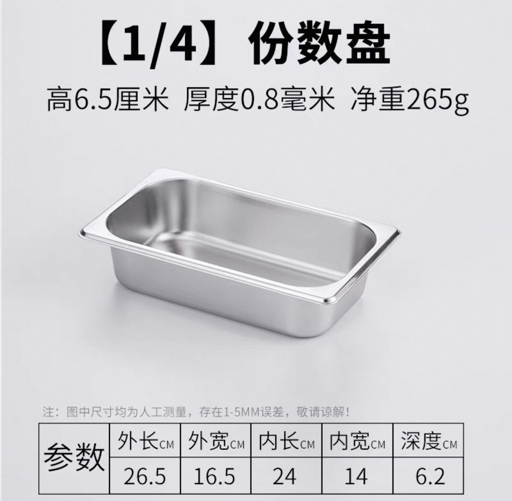 [6.5cm1/4] 6.5cm 1/4 S/Steel  F/Warmer 份数盆