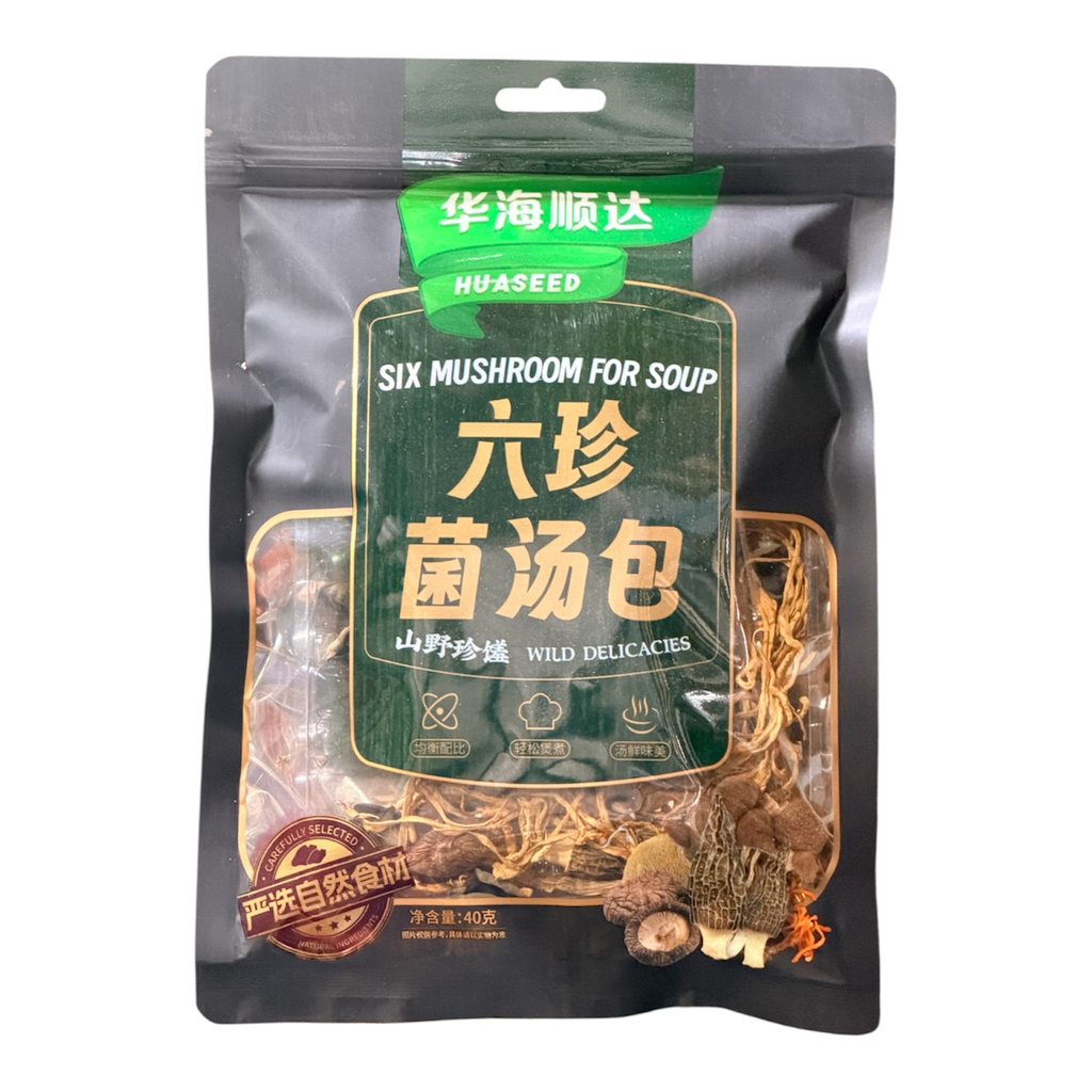 [HHSDLZTB] HHSD Six Mushroom Soup Pk 华海顺达六珍菌汤包40g