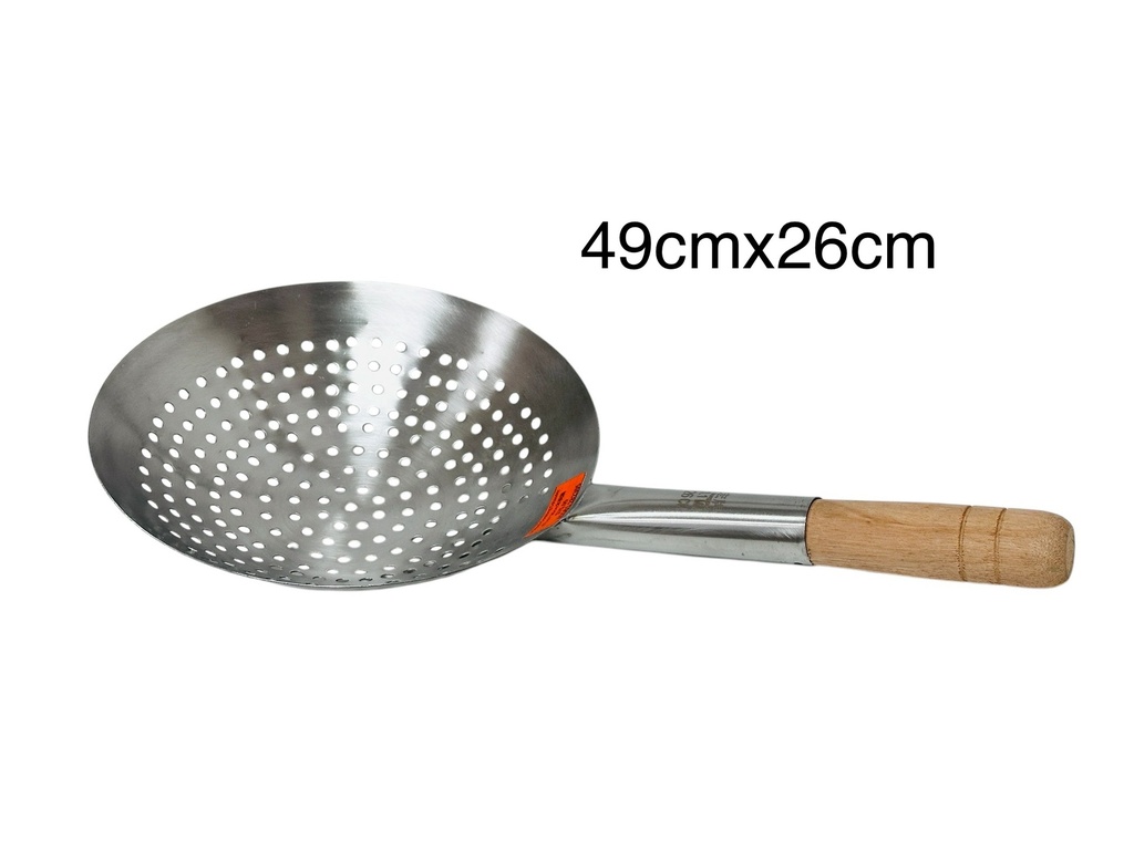 S/Steel Cooking Colander  不锈钢/木柄菜漏49cmx26cm