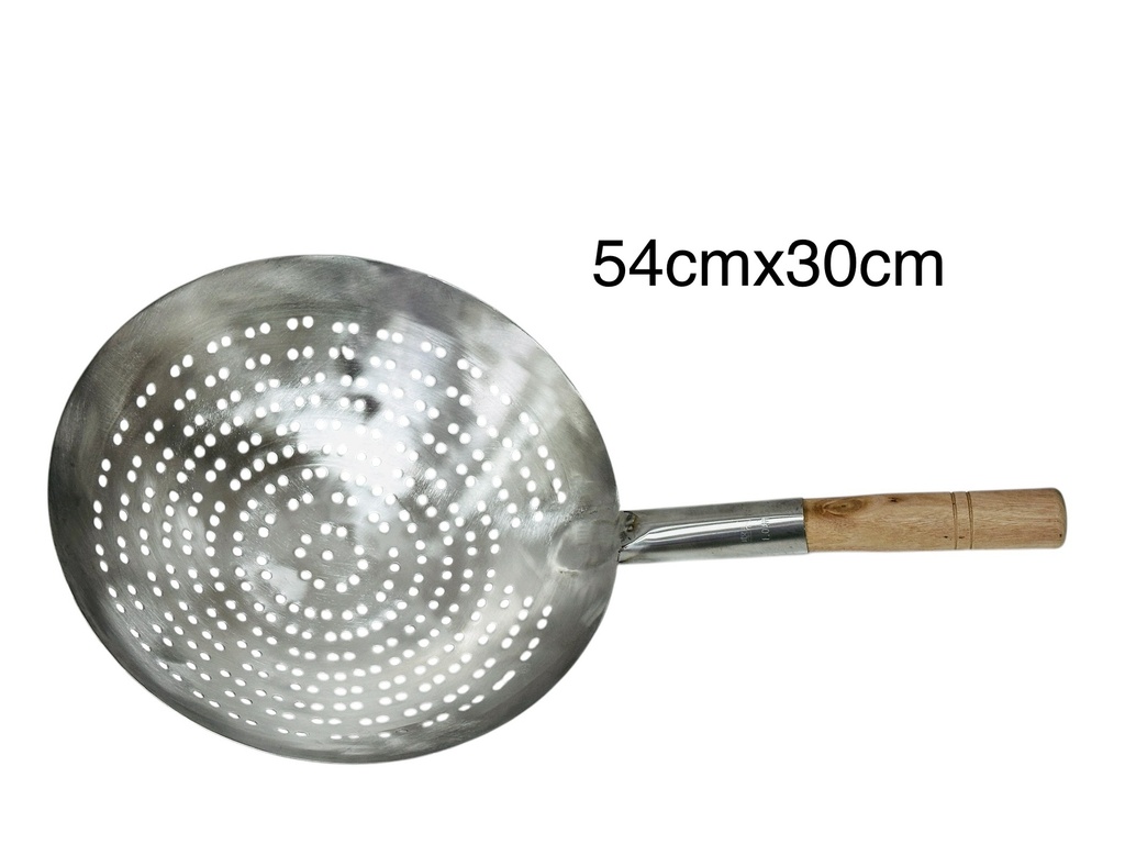 S/Steel Cooking Colander 木柄1.0漏 54cmx30cm