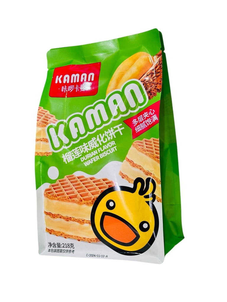 KLKM Durian Wafer Biscuits 218g 咔啰卡曼榴莲味威化饼干